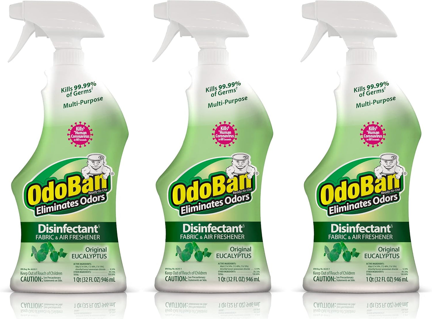 OdoBan Ready-to-Use Disinfectant and Odor Eliminator, 32 Ounce Spray Bottle, Original Eucalyptus Scent