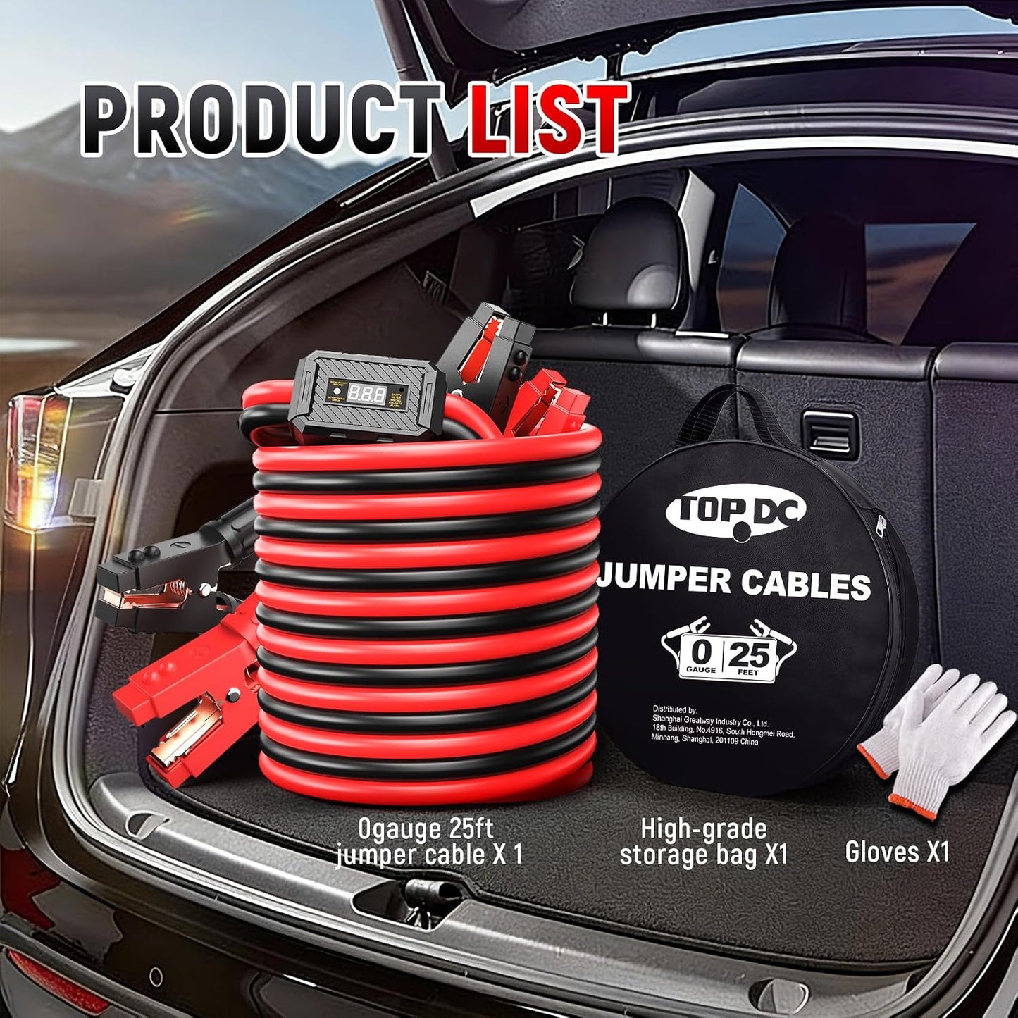 TOPDC 4 Gauge 16 Feet Jumper Cables for Car, SUV and Trucks Battery, Heavy Duty Automotive Booster Cables for Jump Starting Dead or Weak Batteries with Carry Bag, (TD-P0416)