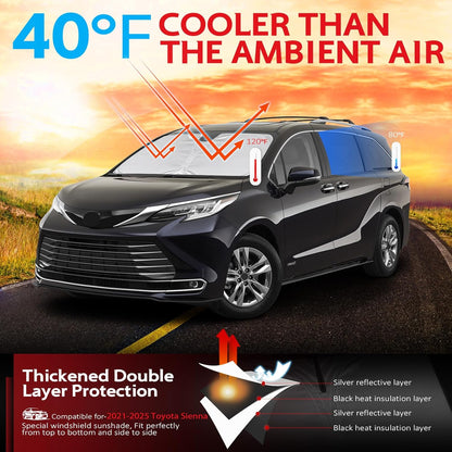 KAYZT Windshield Sun Shade for 2019-2025 2026 Chevy Silverado 1500 /GMC Sierra 1500 2500HD 3500HD Foldable Sunshade Front Window Custom Fit Car Accessories - Colors B