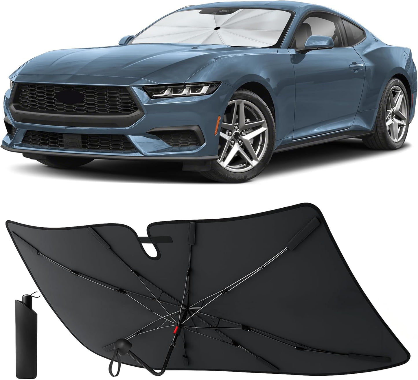 Econour Windshields Sun Shade for Car | Medium Foldable Car Sunshade & Window Tint | UV & Heat Protection Front Window Sun Shield, Keeps Interior Cool, Fits Sedans SUVs & Trucks (57” x 33”)