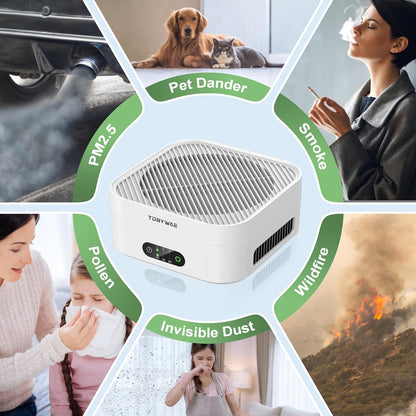 Air Purifiers for Home 600 Sq.Ft, TDBYWAE H13 True HEPA Air Purifier with USB Cable for Pets Dust Dander Pollen Odor Smoke, Small Portable Air Purifier for Bedroom Office Desktop Car RV