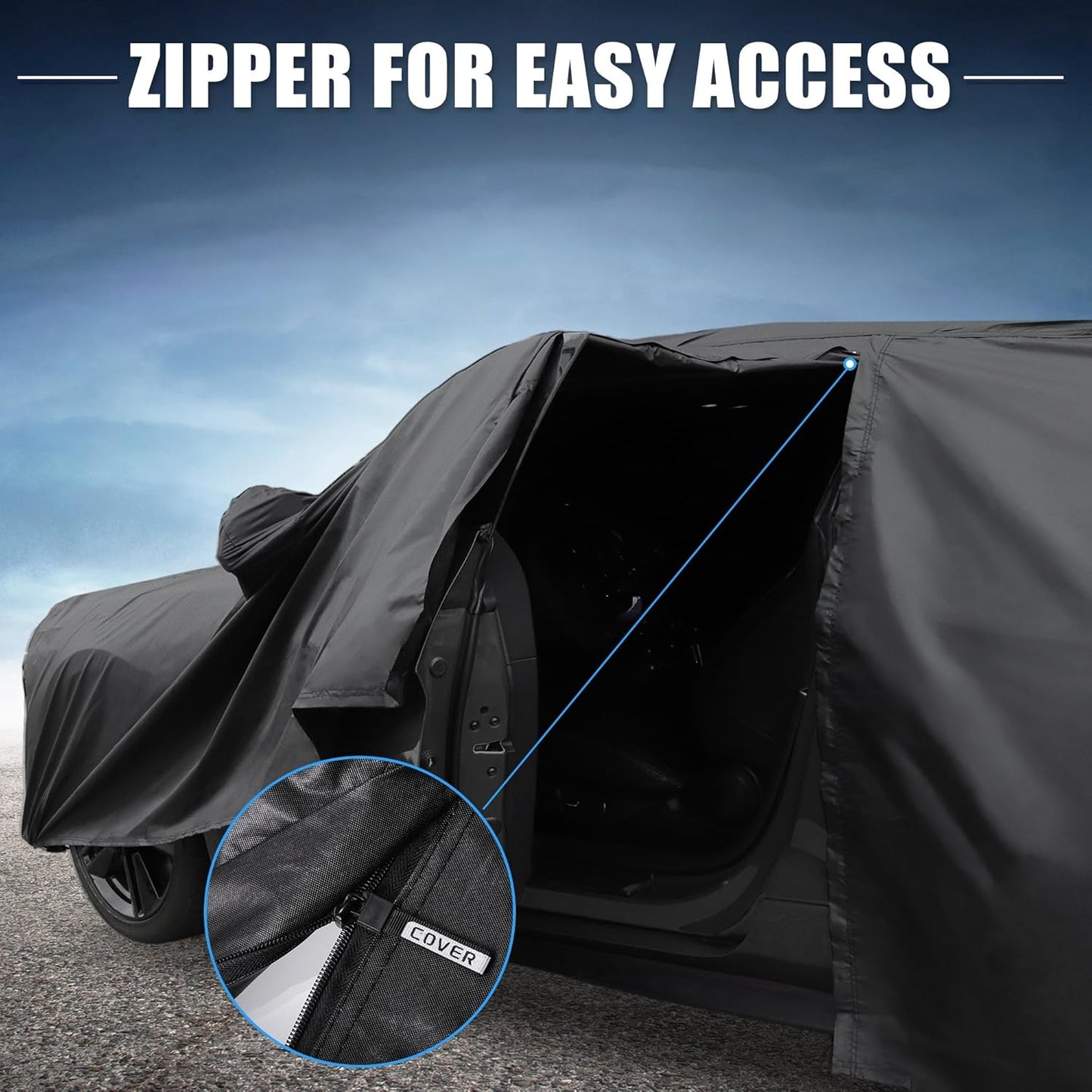 X AUTOHAUX Car Cover for Honda Civic Sedan/Coupe 210D-PU Outdoor Full Car Cover All Weather with Door Zipper for Waterproof Windproof Sun Rain Snow Protection