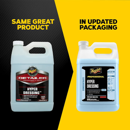 Meguiar's Hyper Dressing, 1 Gallon, Trim Shine For Drivers & Detailers— Car Wash Soap Restores Gloss And Deep Black Look; Use On Plastic And Rubber Trim, Tires, Bumpers And Wheel Wells