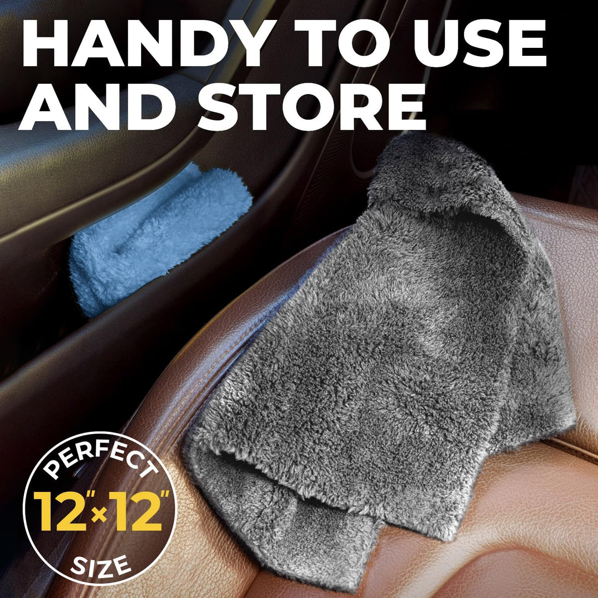 Super Soft Microfiber Towels for Cars - Edgeless - 6pk (12”x12”) - Premium Scratch-Free Towel - Great for Drying, Detailing, Polishing, Buffing - Ultra Absorbent Microfiber Cleaning Cloths for Car
