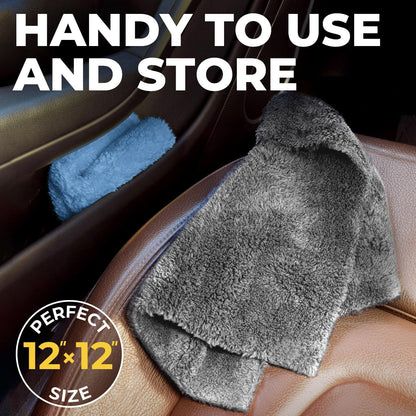 Super Soft Microfiber Towels for Cars - Edgeless - 6pk (12”x12”) - Premium Scratch-Free Towel - Great for Drying, Detailing, Polishing, Buffing - Ultra Absorbent Microfiber Cleaning Cloths for Car