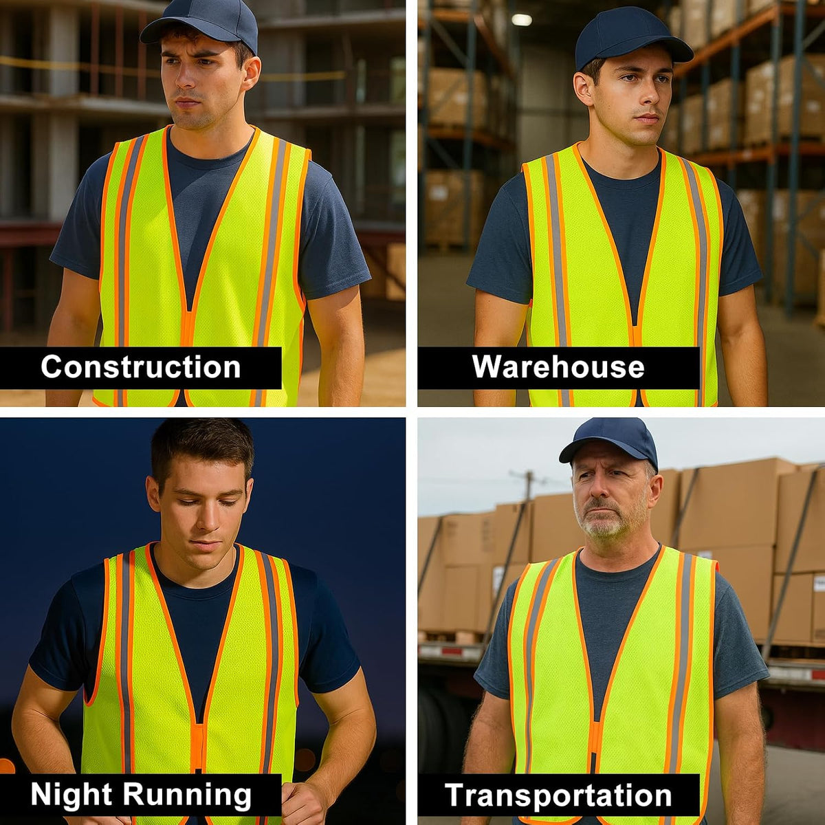 High Visibility Reflective Safety Vest for Men Women Class 2 Hi Vis Mesh Fabric Safety Work Jacket with Elastic Band