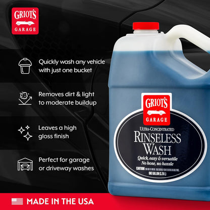 Griot's Garage Rinseless Wash for Car Cleaning and Detailing, No-Rinse Vehicle Washing, Dilutes Into Detailer, Clay Bar Lubricant, 10479, 35oz