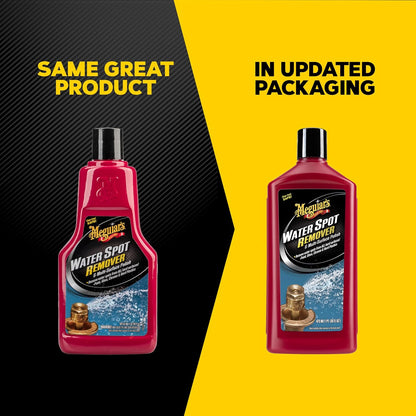Meguiar's Water Spot Remover, Heavy Duty Water Spot Remover for Cars, Remove Water Stains and Polish Glossy Paint with a Versatile Clear Coat Safe Formula, 16 oz
