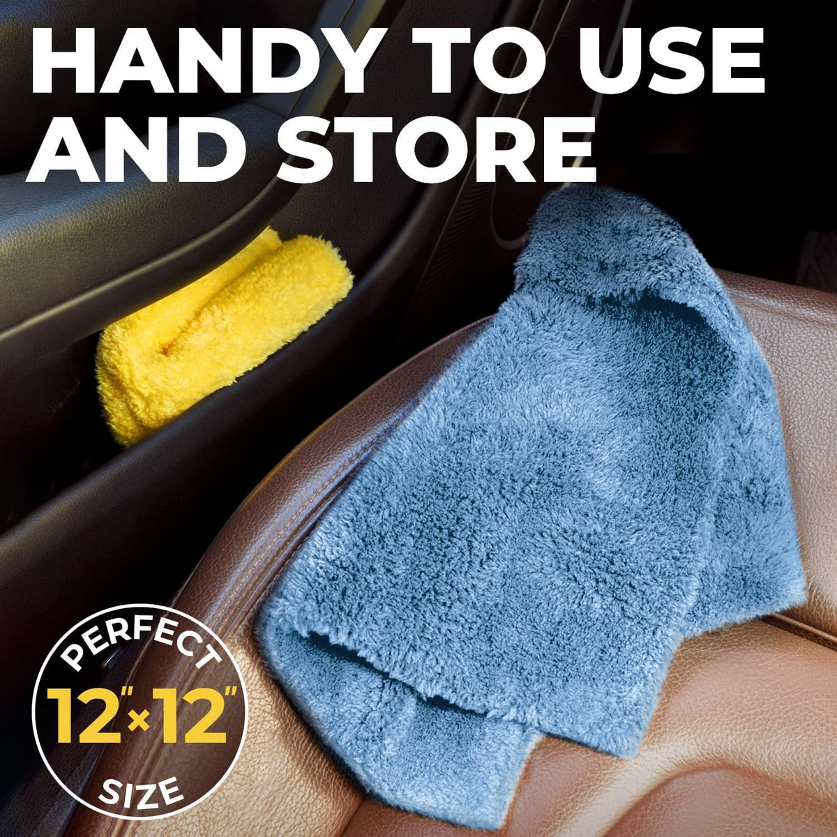 Super Soft Microfiber Towels for Cars - Edgeless - 6pk (12”x12”) - Premium Scratch-Free Towel - Great for Drying, Detailing, Polishing, Buffing - Ultra Absorbent Microfiber Cleaning Cloths for Car