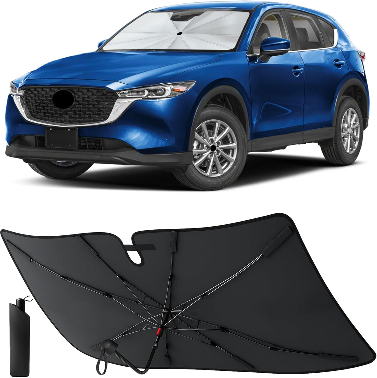 Econour Windshields Sun Shade for Car | Medium Foldable Car Sunshade & Window Tint | UV & Heat Protection Front Window Sun Shield, Keeps Interior Cool, Fits Sedans SUVs & Trucks (57” x 33”)