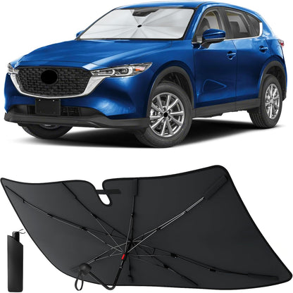 Econour Windshields Sun Shade for Car | Medium Foldable Car Sunshade & Window Tint | UV & Heat Protection Front Window Sun Shield, Keeps Interior Cool, Fits Sedans SUVs & Trucks (57” x 33”)