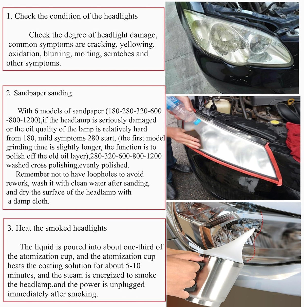 ROYWOO Headlight Repair Kit,Automobile Headlight Restoration Kits with 200ML Repair Liquid,Car Headlight Polish Repair Tool for Repair Headlight Yellowing, Haze, Scratches
