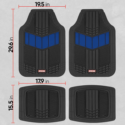 Motor Trend DualFlex™ Rubber Car Floor Mats All Weather Waterproof 4-Piece Sporty Two-Tone Design Car Mats Full Set - Universal Trim-to-Fit Floor Mats for Car, SUV, & Trucks - Car Carpet Protector