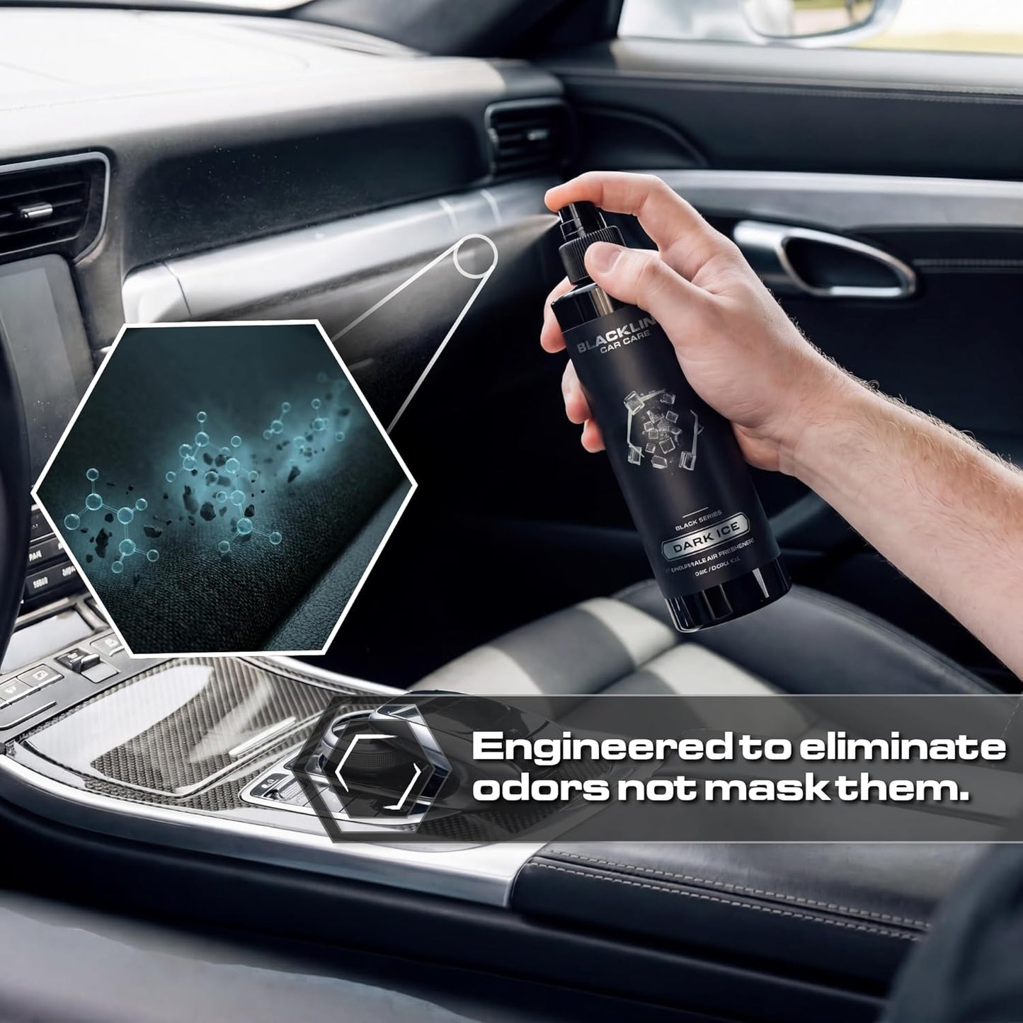 Blackline Car Care - Ocean Breeze Car Air Freshener Spray, Premium Odor Eliminator for Cars, Trucks, RVs, SUV, or Home Use - 8 fl OZ - Air Freshener - Ocean Breeze Spray