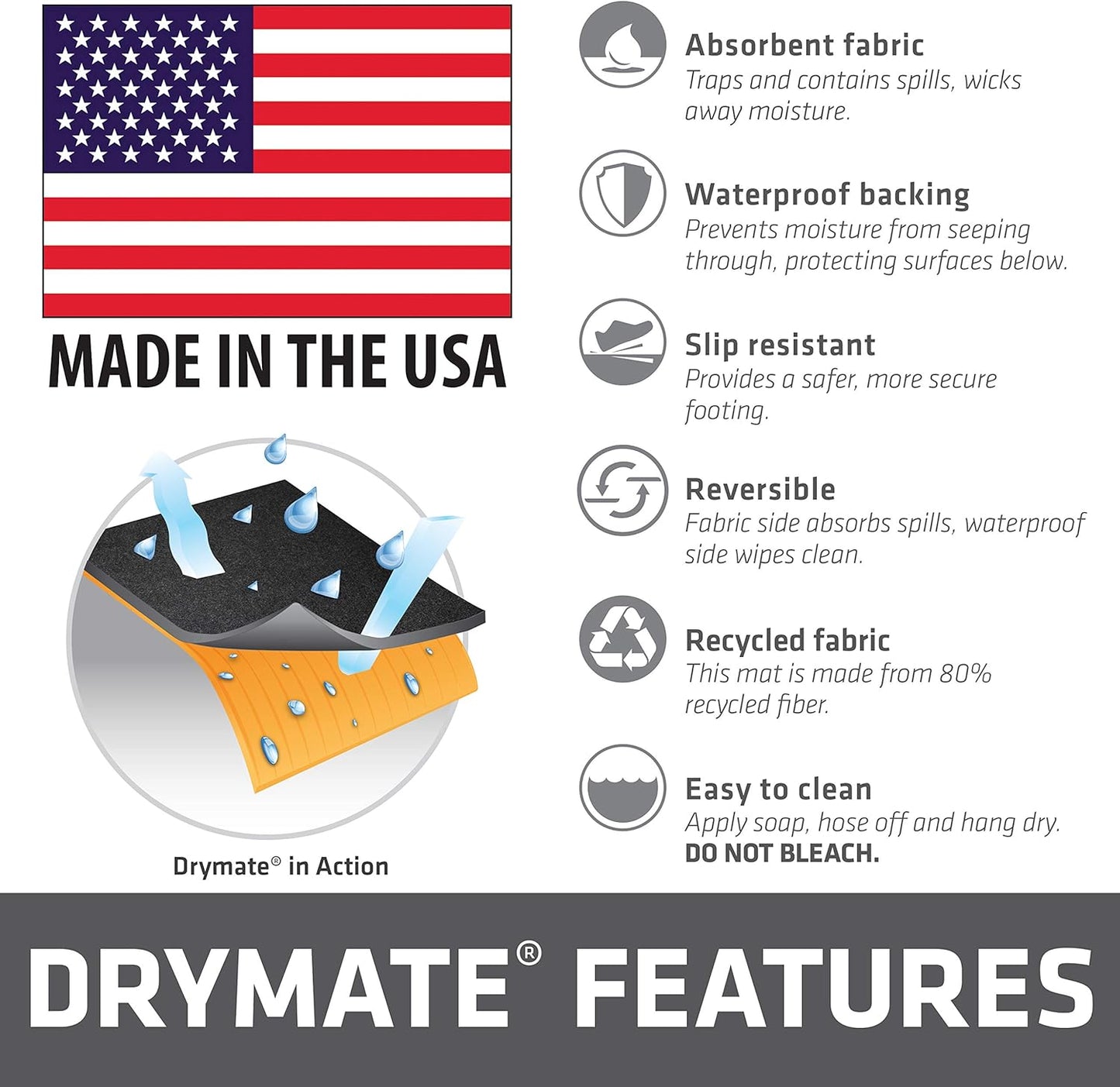 Drymate Cargo Liner Mat (60” x 72”), Dog Seat Cover, Trunk Liner, Absorbent, Waterproof, Machine Washable, Protects Vehicle Interior, for SUVs, Trucks, Vans, Cars (Made in The USA)