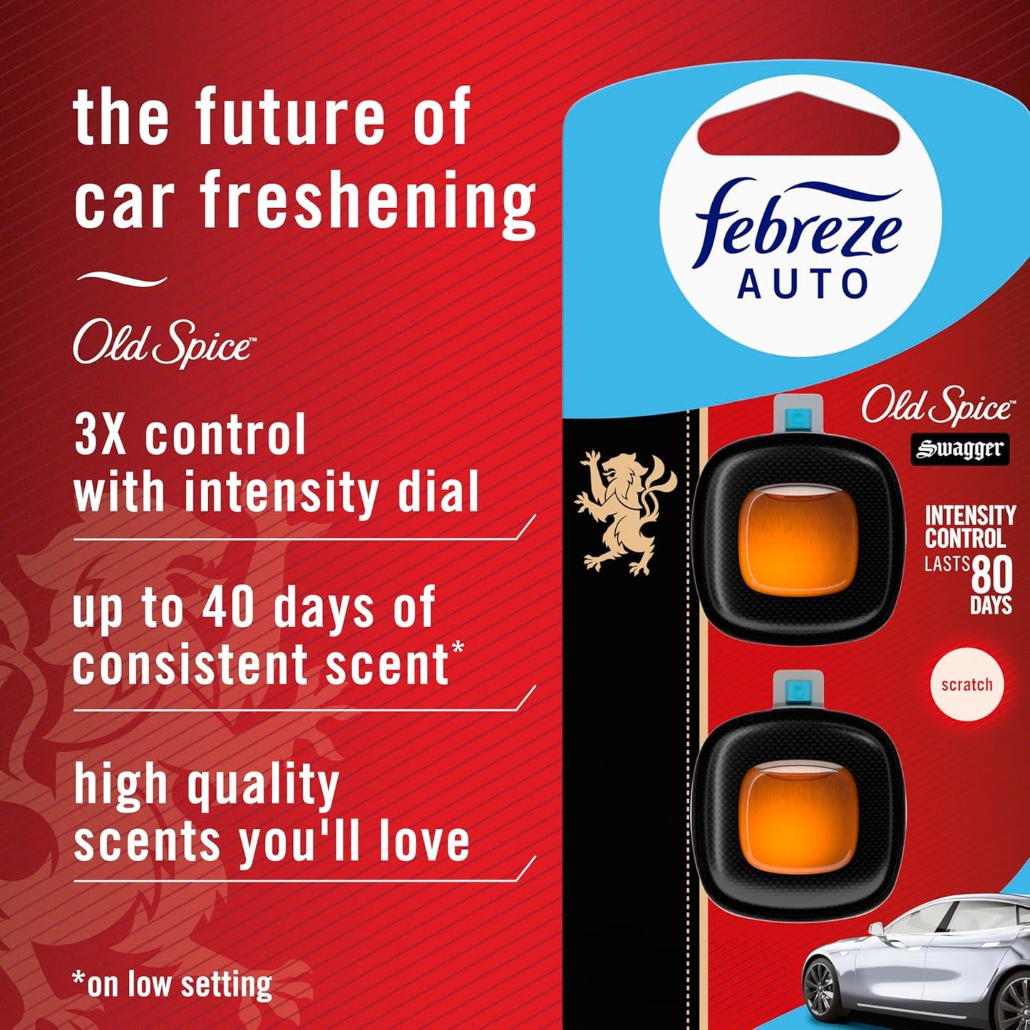 Febreze AUTO Air Freshener, Odor-Fighting Automotive Vent Clip, Midnight Storm Scent, 8 Count