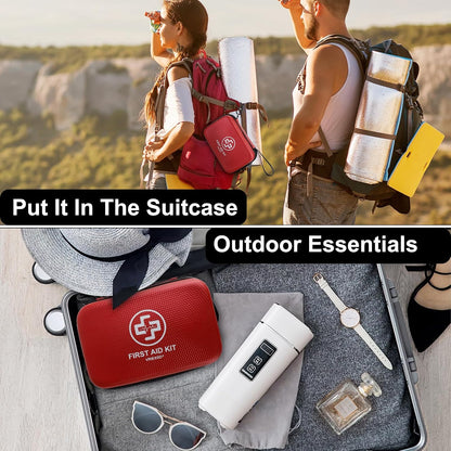 VRIEXSD Premium First Aid Kit, 320 Piece Waterproof Hard Shell Eva First Aid Kit for Home, Camping, Cars, Hiking, Travel, Businesses & Outdoor Emergencies - Emergency Medical Kits (Red)