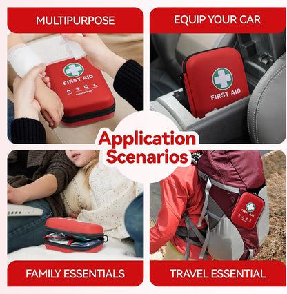 General Medi First Aid Kit - 170 Pieces Hard Case and Lightweight - Great for Travel, Home, Office, Vehicle, Camping, Workplace & Outdoor (Red)