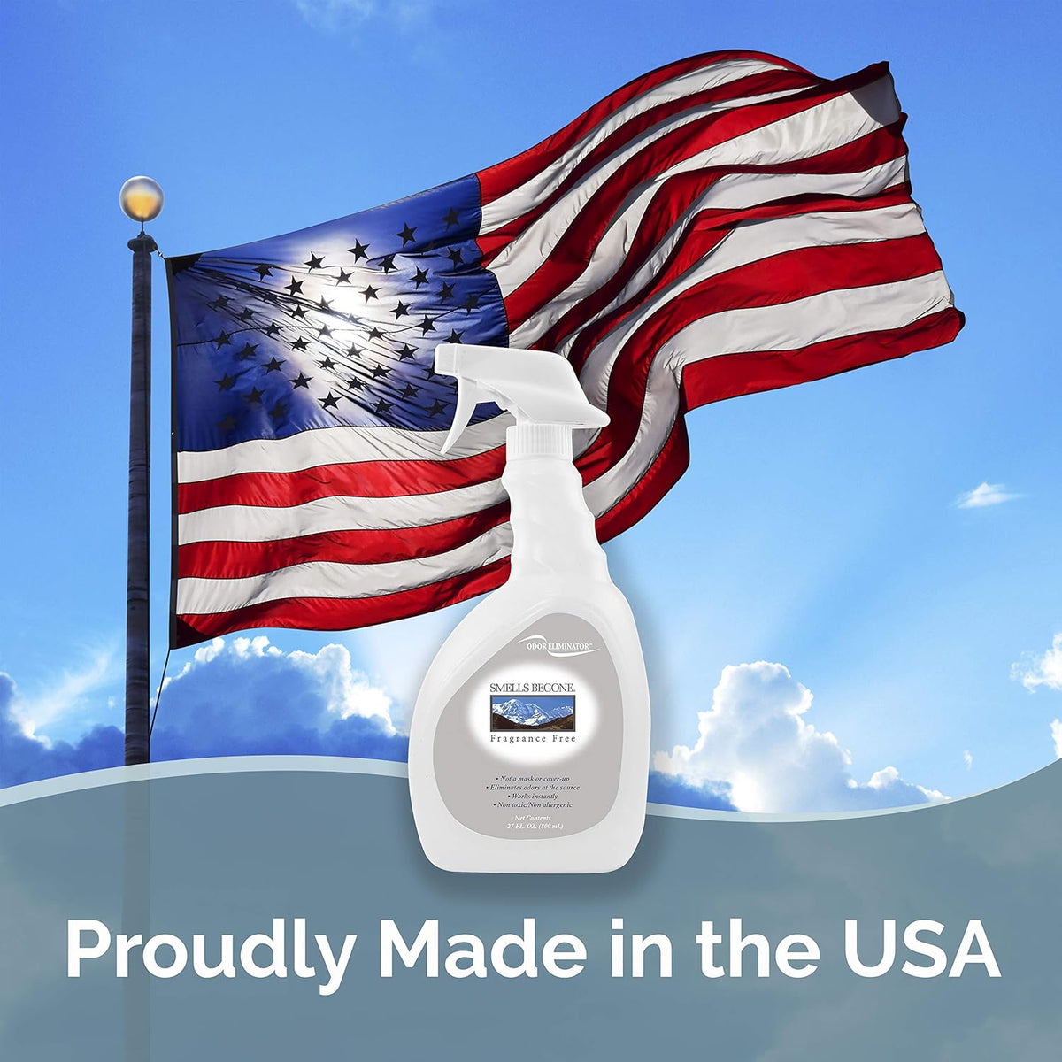 SMELLS BEGONE Air Freshener Spray - Odor Eliminator - Eliminates Odors from Smoke, Trash Cans, Pets, Cars and Boats - Fragrance Free - 12 Ounce