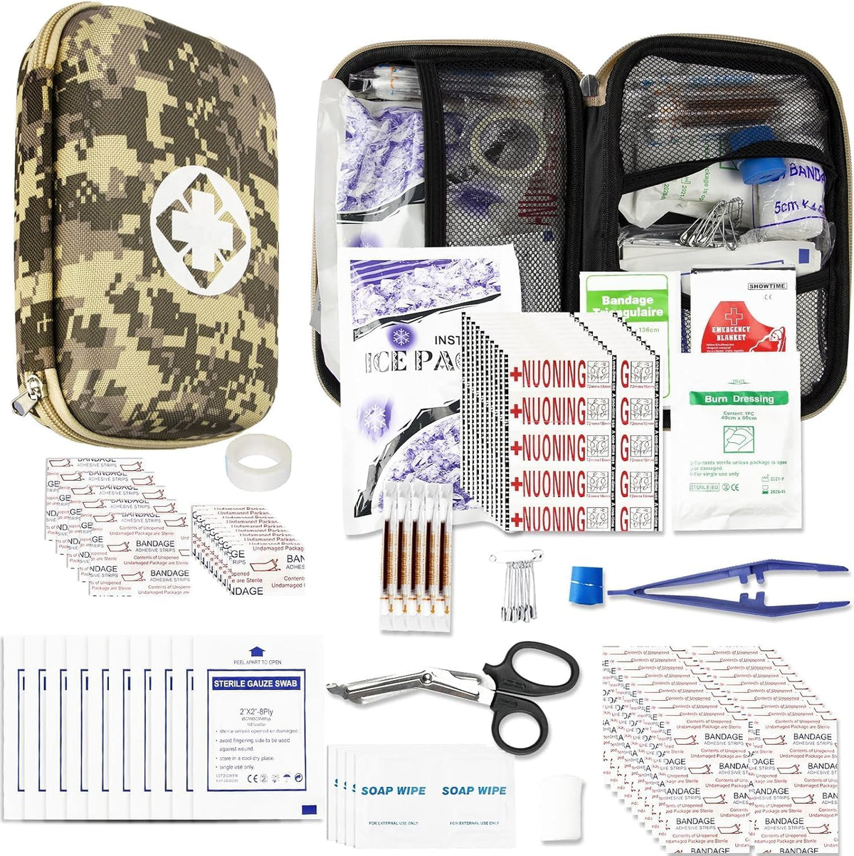 Car First Aid Kits 275Pcs Survival Gear Home Travel Size Small Emergency Kit Tactical Hiking EVA Camping Essentials Backpack Sports Office Boat Urgent Accident