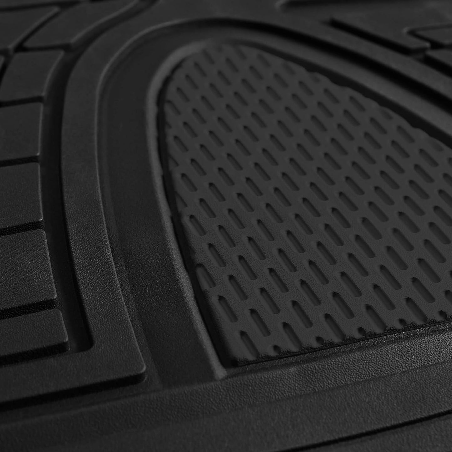 FH Group Automotive Floor Mats - Heavy-Duty Rubber Floor Mats for Cars, Universal Fit Full Set, Climaproof & Trimmable Floor Mats for Most Sedan, SUV, Truck, Black