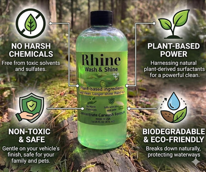 Plant-based Eco-friendly Car Wash Soap, Non-Toxic, Moderate-Foam Concentrated Soap with rinse & no-rinse options