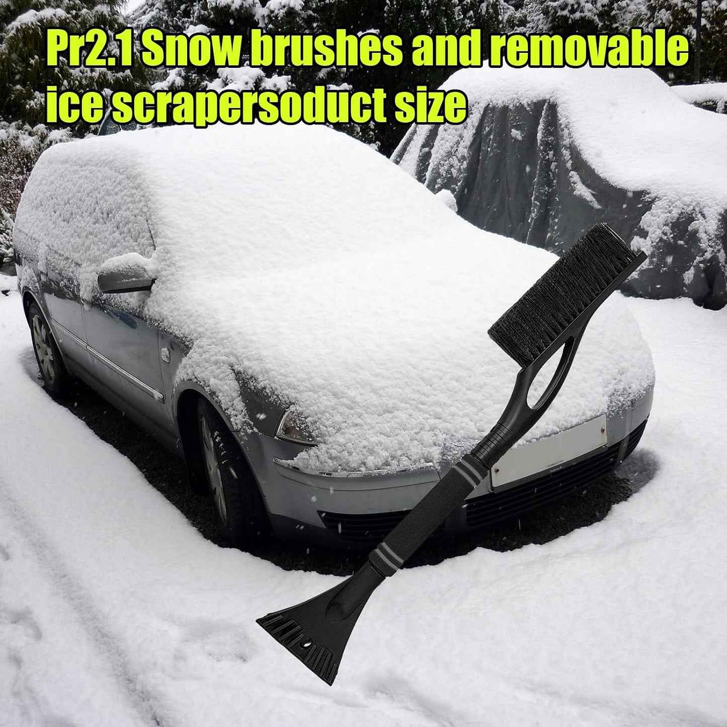 Dickno 24 Inch Car Snow Scraper and Brush, Detachable Scratch Free Ice Scraper with Ergonomic Foam Grip, Universal Winter Snow Removal Tool for Car Windshield Window (Black)