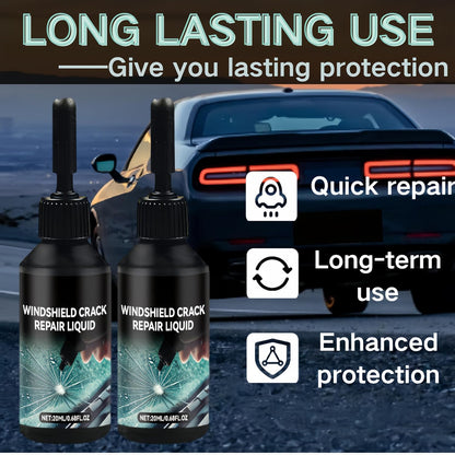 Windshield Crack Repair Kit, 2025 New Premium Windshield Repair Kit, Quick Glass Repair Liquid, for Windshields, Windows, Mirrors and All Glass Crack Types（2pcs）
