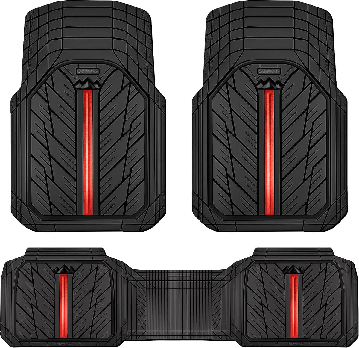 CAR PASS Heavy Rubber Car Floor Mats, Deep Waterproof Car Mats All Weather, Universal Trim-to Fit Automotive Floor Mats for Car SUV Truck Van, Durable Floor Liners Solid Black