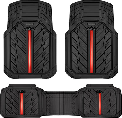 CAR PASS Heavy Rubber Car Floor Mats, Deep Waterproof Car Mats All Weather, Universal Trim-to Fit Automotive Floor Mats for Car SUV Truck Van, Durable Floor Liners Solid Black