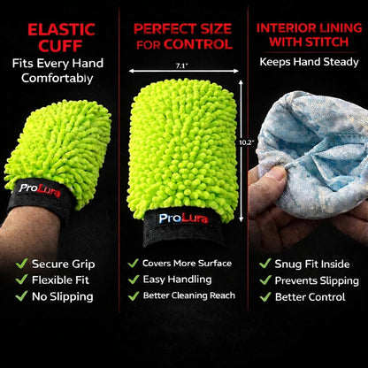 Microfiber Car Wash Mitt 2 Pack, Chenille Scratch-Free Wash Gloves, Ultra Soft, Highly Absorbent, 7.1” x 10.2”, Lint-Free, Reusable Auto Cleaning Mitt (Blue)