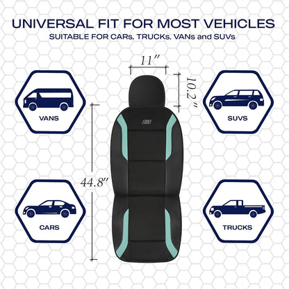 Skechers Memory Foam Seat Covers, Air Cool Mesh Thick Car Seat Covers, Car Seat Covers Front Seats Airbag Compatible, Universal Automotive Comfort for Most Cars, Vans, Trucks, SUV,Black