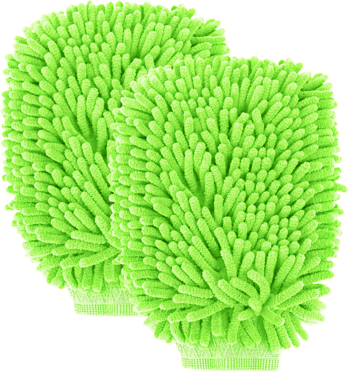wuyaoyao 2PCS Car Wash Mitt, 10.14"×7.12" Chenille Microfiber Car Wash Mitts, Scratch-Free & Lint-Free, Absorbent Double Sided Clean Glove for Cars Cleaning, Auto Cleaning Supplies (Orange)