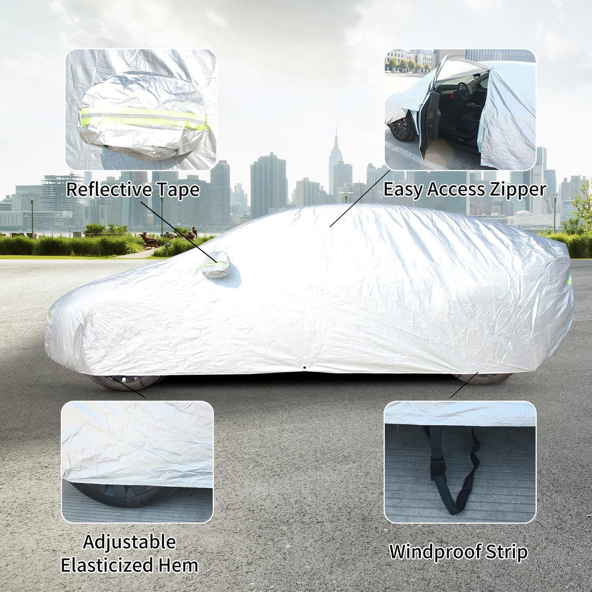 Car Cover Waterproof All Weather Outdoor, Full Exterior Cover for Automobiles, Rain Sun UV Protection Windproof, Scratch Resistant, Breathable, Dustproof (Fits 206"-215" SUV)