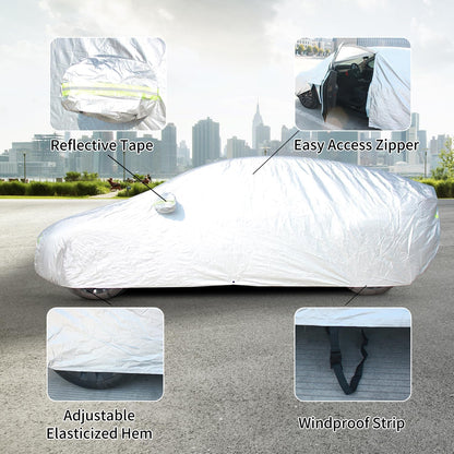 Car Cover Waterproof All Weather Outdoor, Full Exterior Cover for Automobiles, Rain Sun UV Protection Windproof, Scratch Resistant, Breathable, Dustproof (Fits 206"-215" SUV)