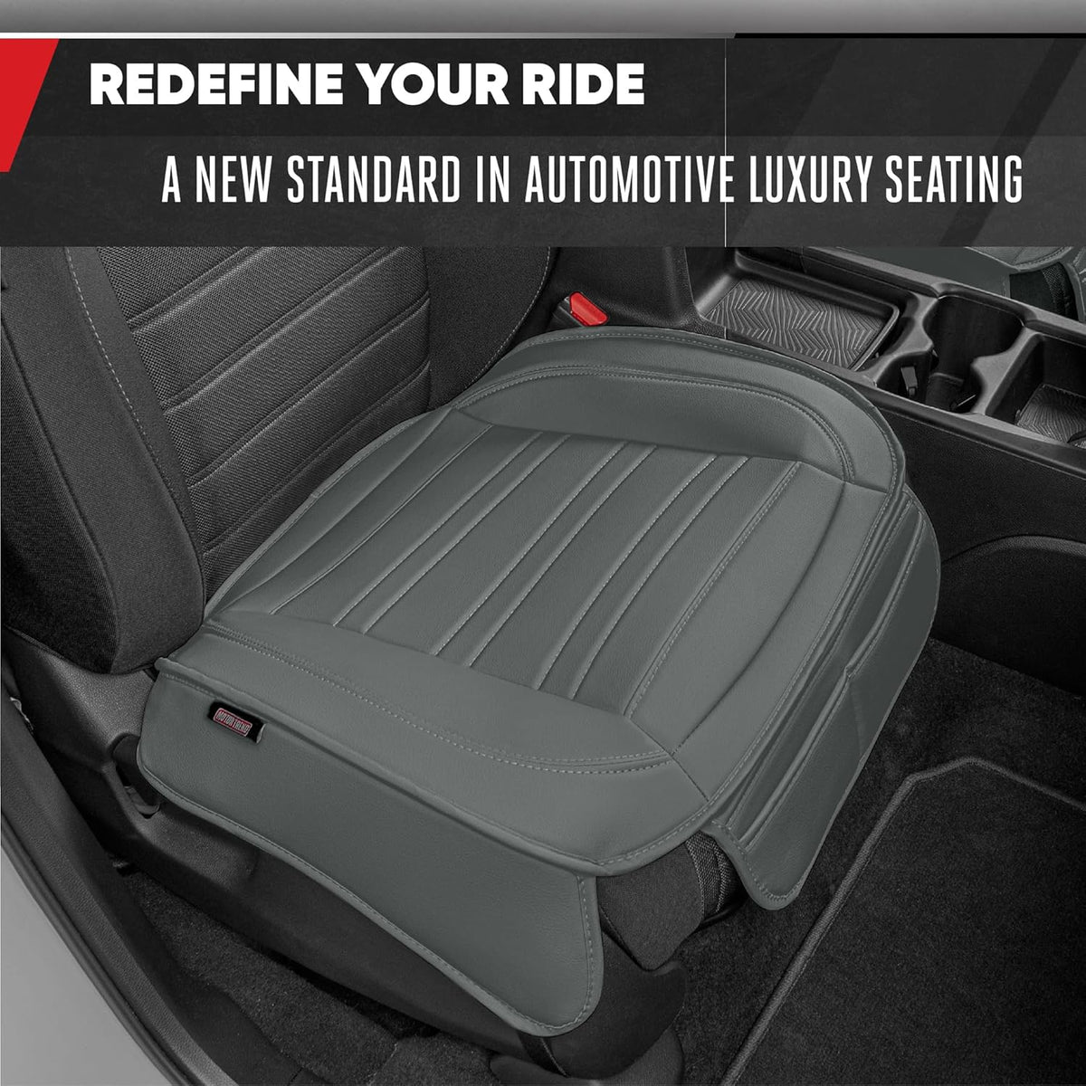 Motor Trend Seat Covers for Cars Trucks SUV, Faux Leather 2-Pack Black Padded with Storage Pockets, Premium Interior Car Seat Cover