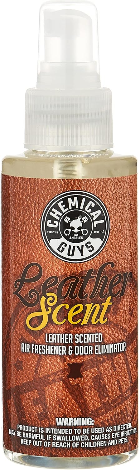 Chemical Guys Leather Scent Premium Air Freshener & Odor Eliminator – Car Air Freshener Leather Scent– Eliminates Odors and Refreshes Cars, Trucks, SUVs and RVs, 16 oz