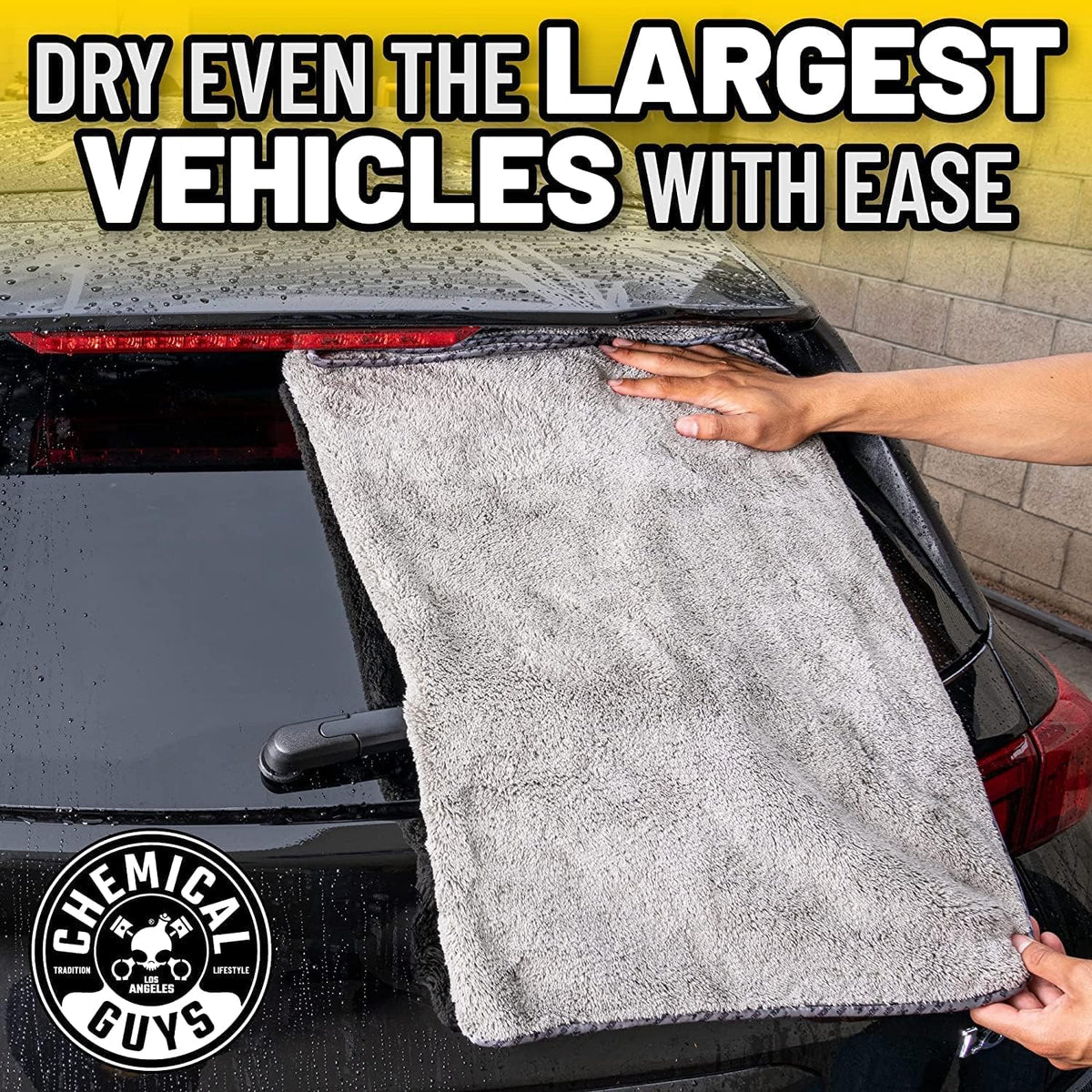 Chemical Guys Woolly Mammoth Large Microfiber Drying Towel - 36 x 25 Inch Gray, Ultra Plush Super Absorbent Car Drying Towel for Cars, Trucks, SUVs, Motorcycles, RVs, and Auto Detailing