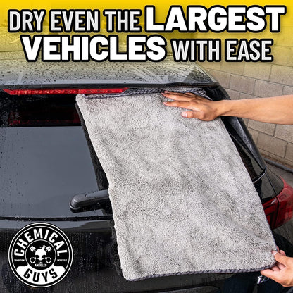 Chemical Guys Woolly Mammoth Large Microfiber Drying Towel - 36 x 25 Inch Gray, Ultra Plush Super Absorbent Car Drying Towel for Cars, Trucks, SUVs, Motorcycles, RVs, and Auto Detailing