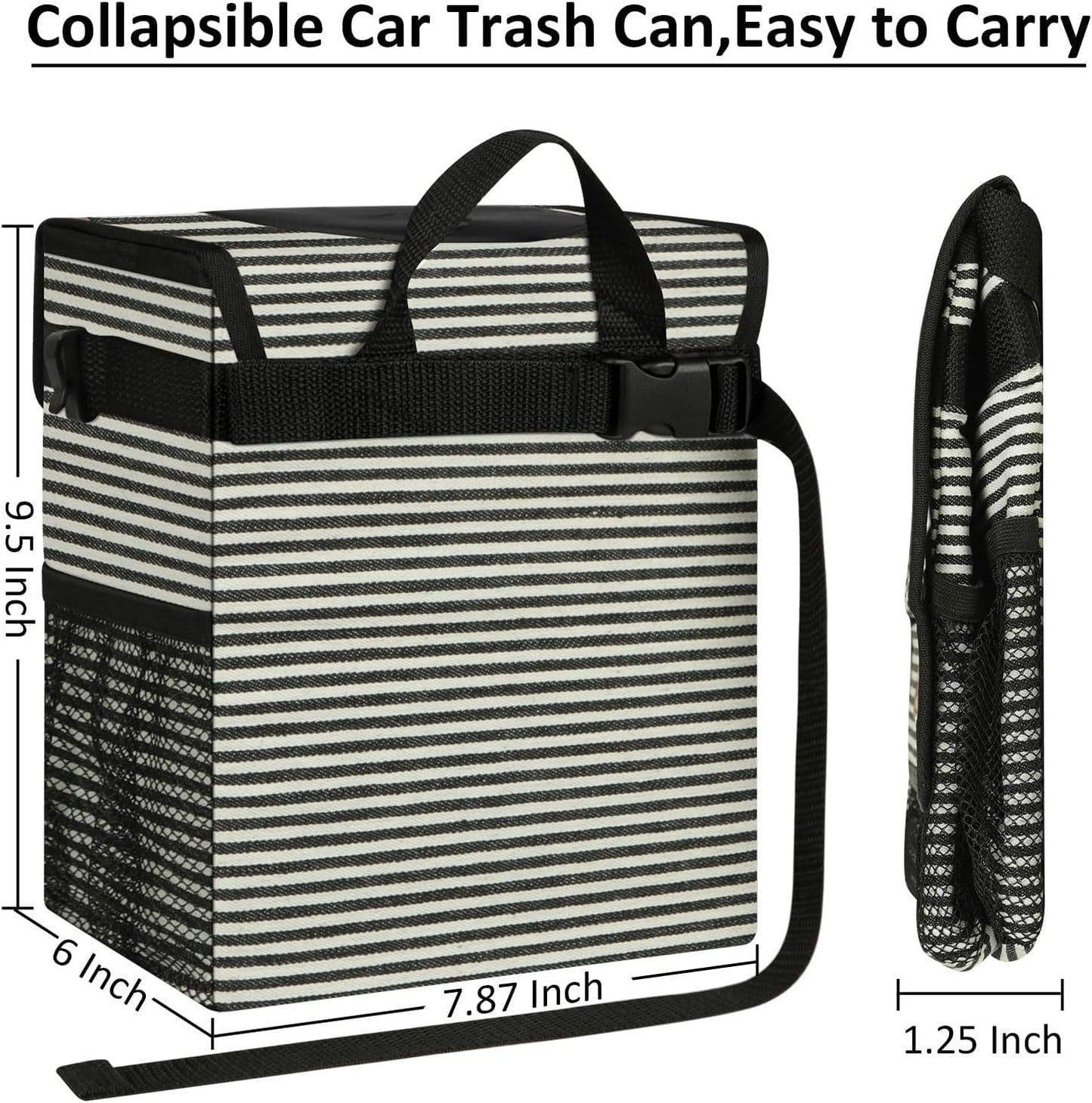 ELONGRIVER Car Trash Can Bin for Back Seat Leak Proof, Cute Car Trash Bag Hanging, Vehicle Trash Can for SUV Truck Van, Automotive Garbage Cans Front Seat Black