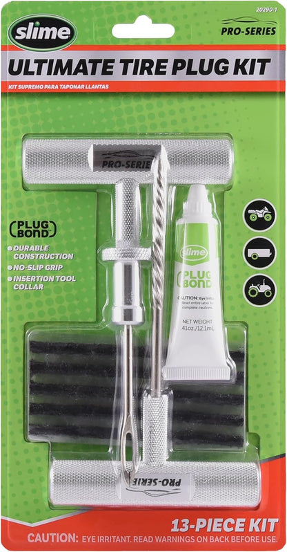 Slime 2040-A Tire Repair Plug Kit, Deluxe, Contains Strings, Tools and Glue, 11 Pieces