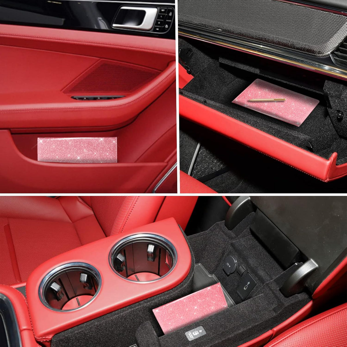 TOURSUIT Car Registration and Insurance Card Holder, Vehicle License Document Glove Box Compartment Organizer, Interior Car Accessories for Women Men (Carbon Fiber Black)