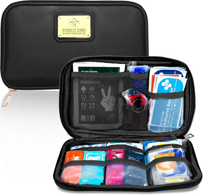 EVERLIT CARE Car First Aid Kit with Emergency Supplies Survival Gear Including Window Breaker Disposable Urine Bag Mountable Survival Kit for Family Travel in Car (Pink)