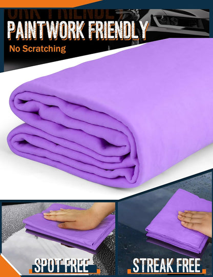 Premium Absorbent Car Drying Chamois Cloth Shammy Towel, 26''x17'' Large, Reusable for Vehicle, Bathroom, Dust Remove, No Spots/Streak/Scratch, Blue