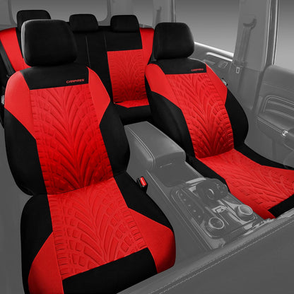CAR PASS Car Seat Covers Full Sets, Front & Split Rear Bench for Car, 3D Tyre Embossed Automotive Interior Covers, Airbag Compatible, Quick Setup Universal Fit Seat Covers for Car, SUV(Charcoal)