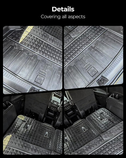 3W Floor Mats & Cargo Liner Fit for 2021 2022 2023 2024 2025 2026 Chevy Tahoe/GMC Yukon/Cadillac Escalade 7 Seat, TPE All Weather Custom Fit Car Accessories Heavy Duty Rubber Full Set Trunk Mats - Colors B
