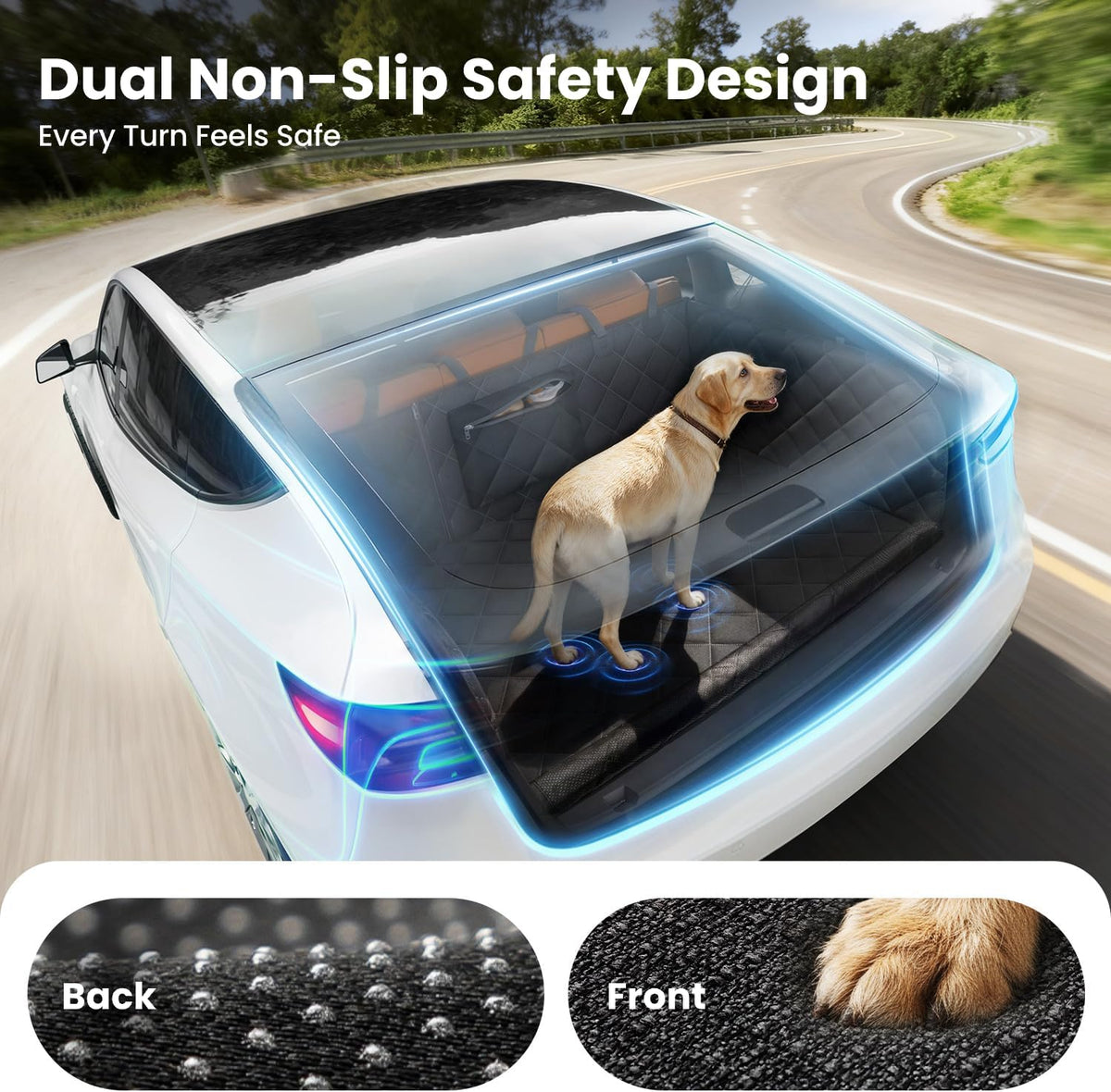REEVAA SUV Cargo Liner for Dogs, Full Coverage Non-Slip Cargo Cover with Cushioned Sides to Protect Your Dog, Waterproof & Durable, Machine Washable Trunk Protector Mat (M, Black)