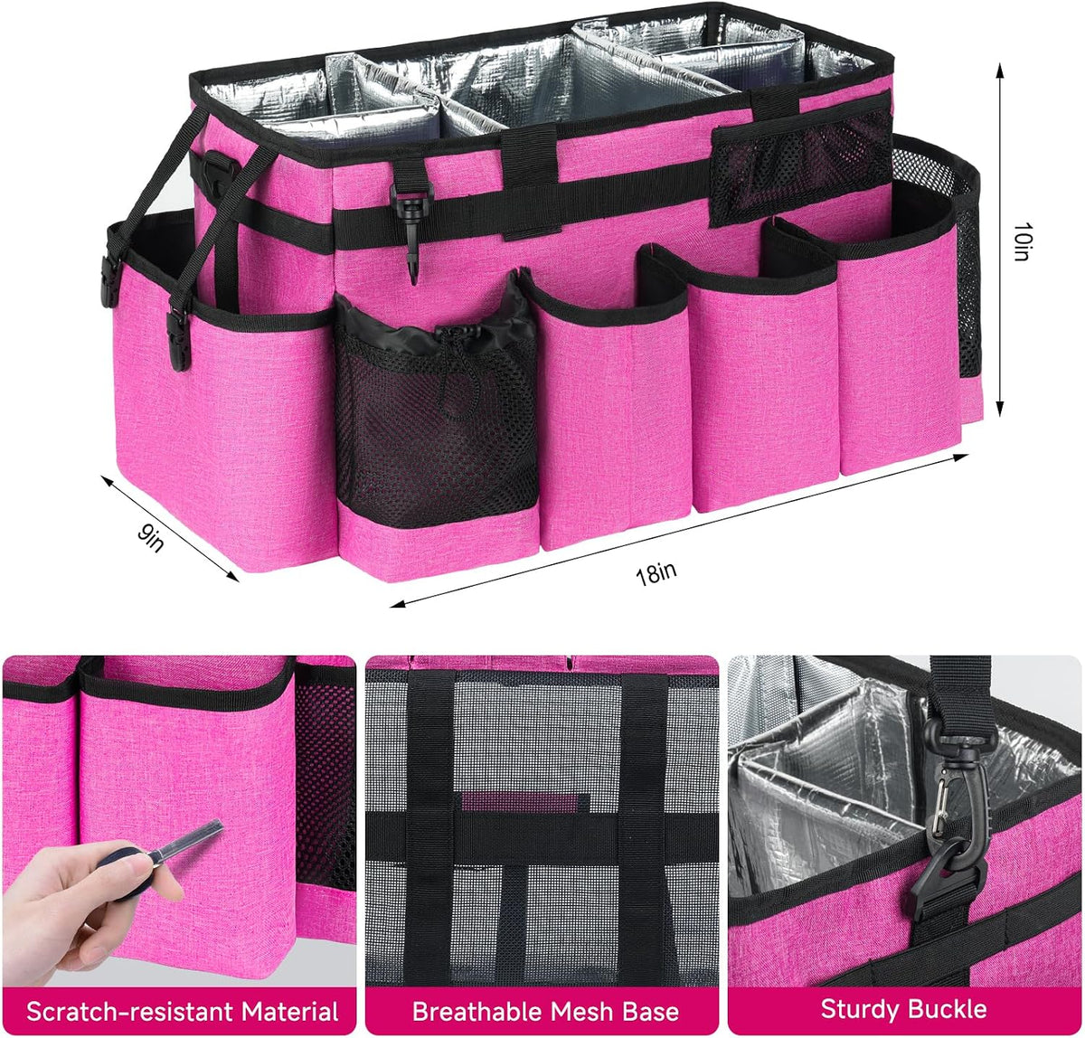 Cleaning Caddy Bag, Cleaning Supplies Organizer for Housekeepers, Housekeeping Caddy with Handle and Detachable Padded Cushion, Black
