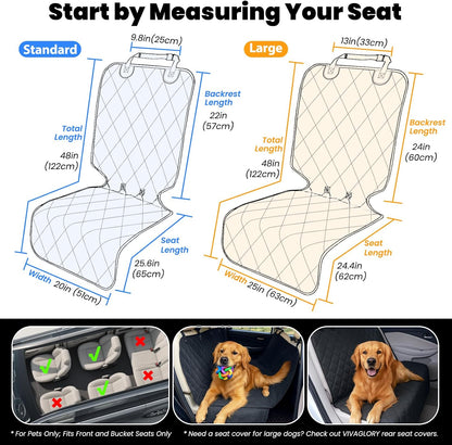 VIVAGLORY Dog Front Seat Cover Seatflex Car Seat Protector for Dog, Car Cover for Pet, Front Single Bucket Captain Chair Protector, Standard, Black, 1Pack