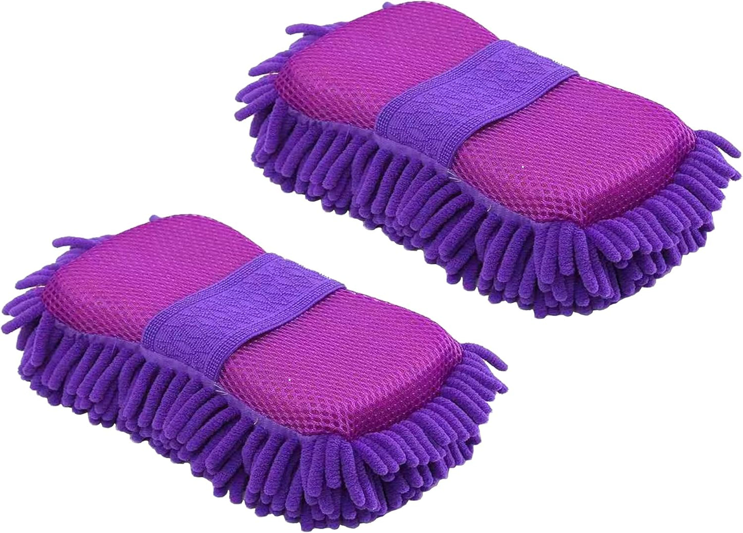 Microfiber Car Wash Sponge-Non-Scratch Wash Mitt-Two Sided Chenille Microfiber Washing Sponge-Mitt for Cars, Trucks, SUVs, Boats(2 Pack Green)